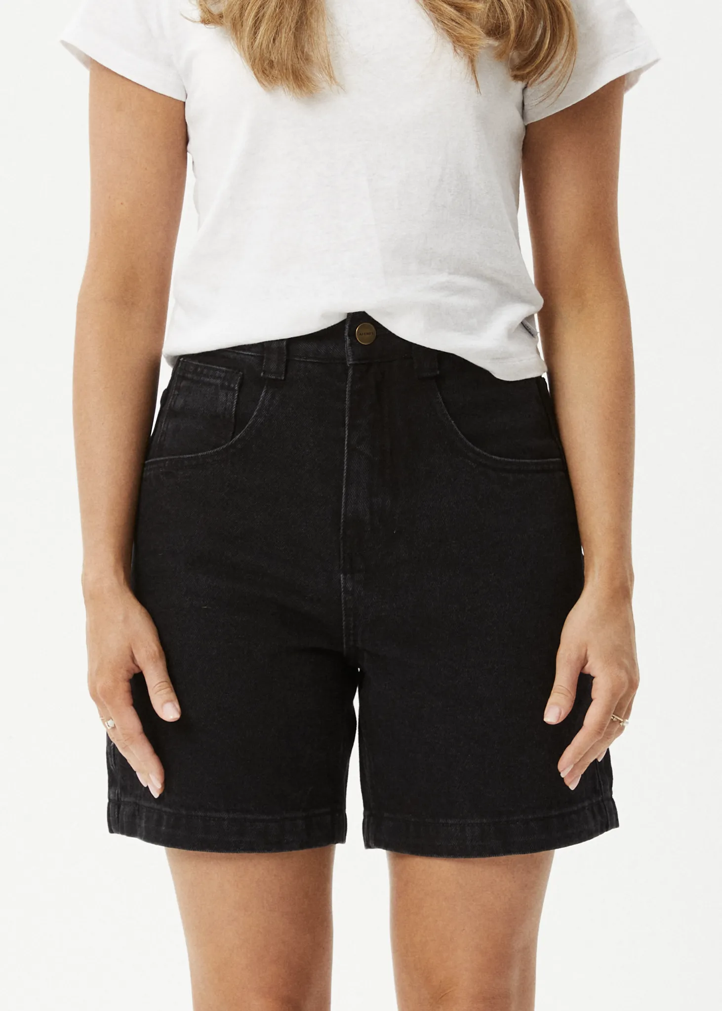 AFENDS Womens Emilie - Denim Workwear Short - Washed Black