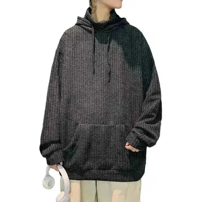 American Oversized Drawstring Turtleneck Hoodie Sweatshirt Men