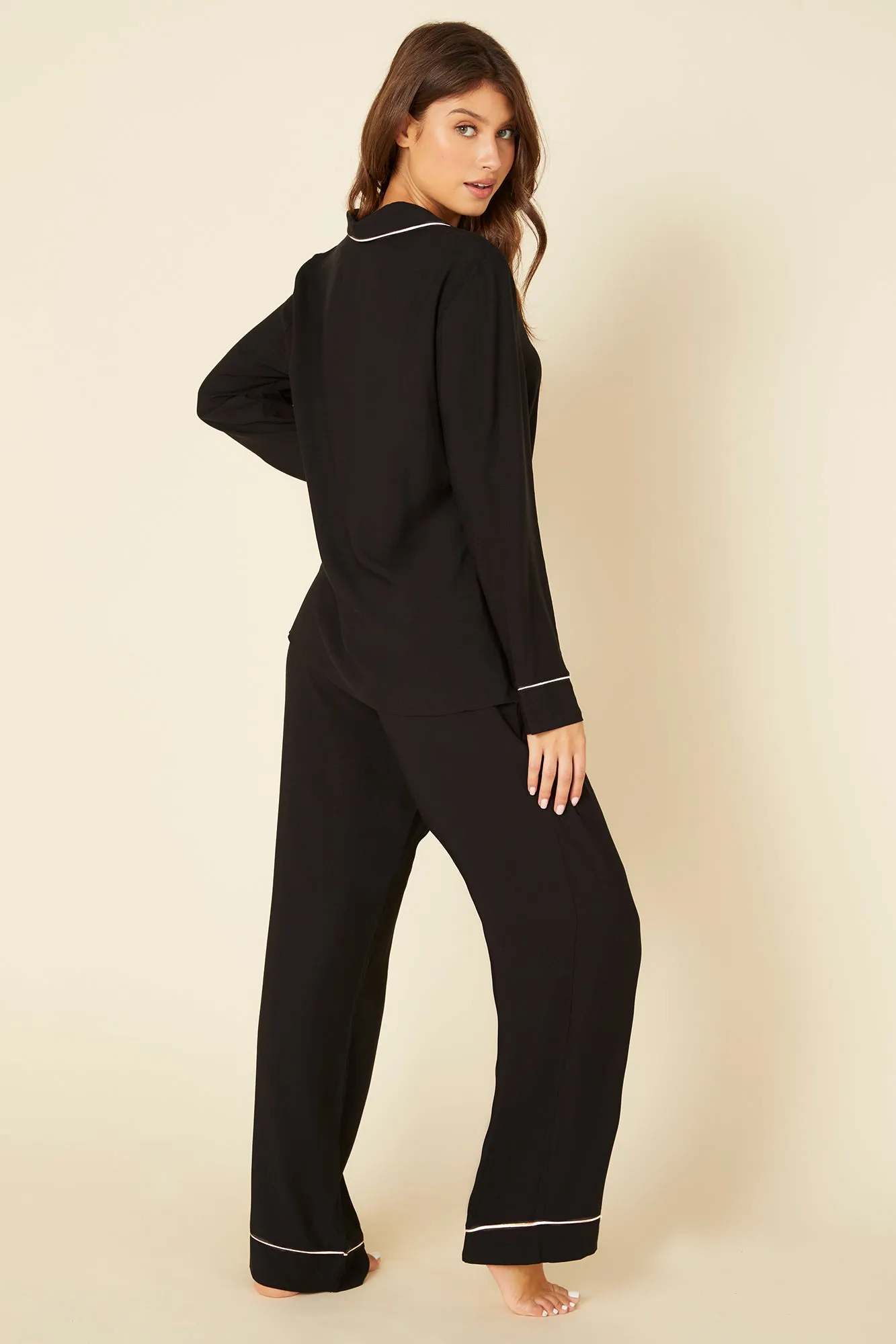 BELLA PJ SET - BLACK/IVORY