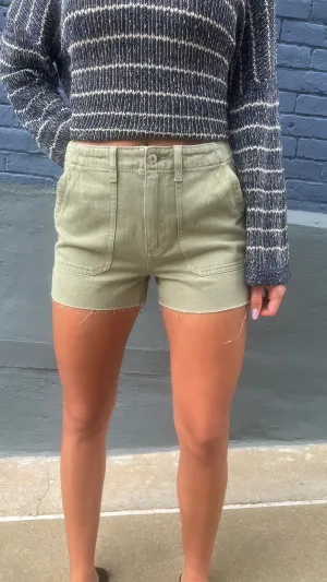 Cut Hem Patch Pocket Utility Shorts