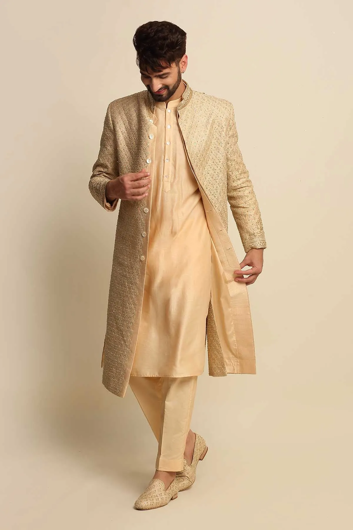 Dori Raw Silk Sherwani Set
