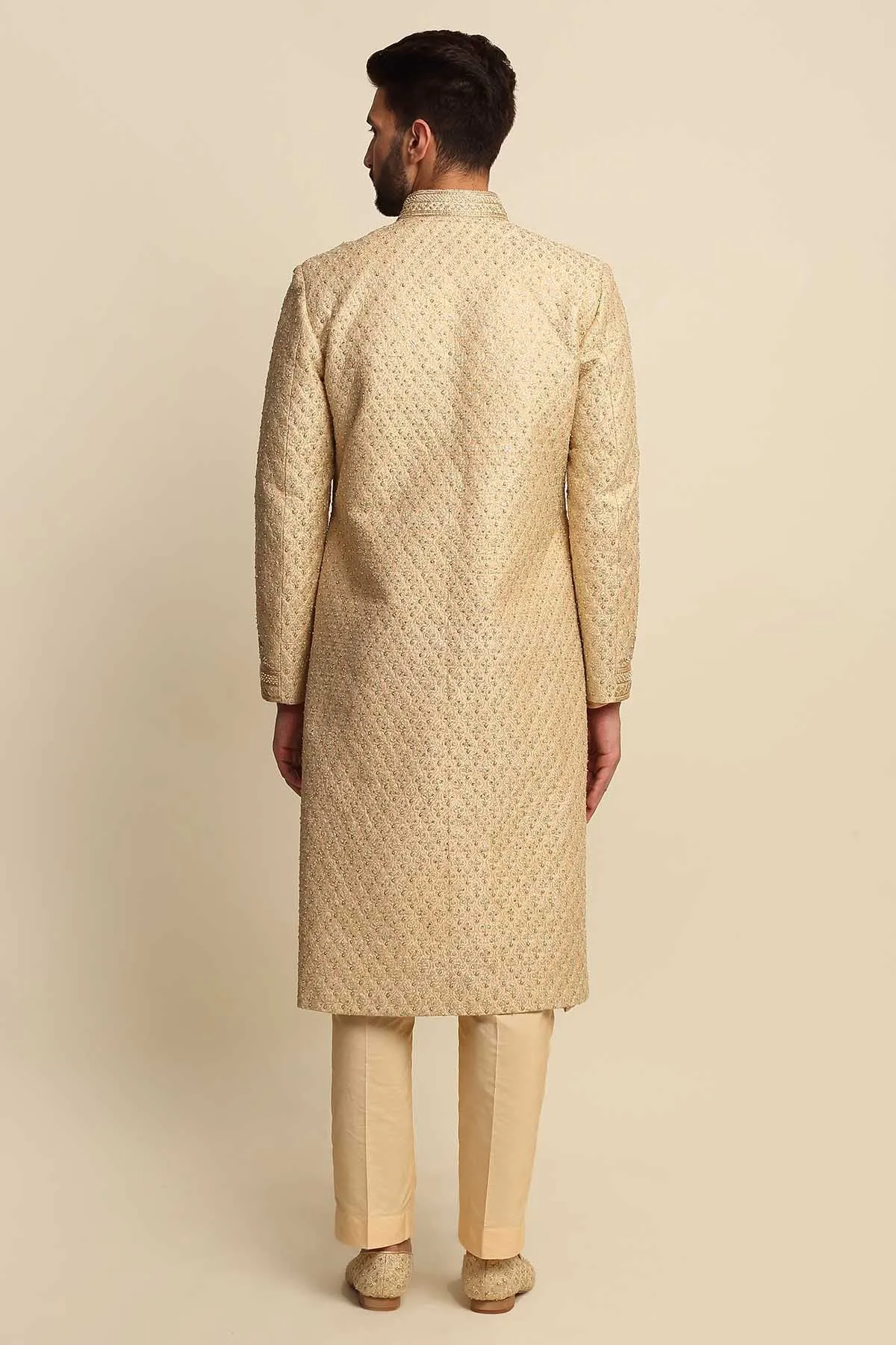 Dori Raw Silk Sherwani Set