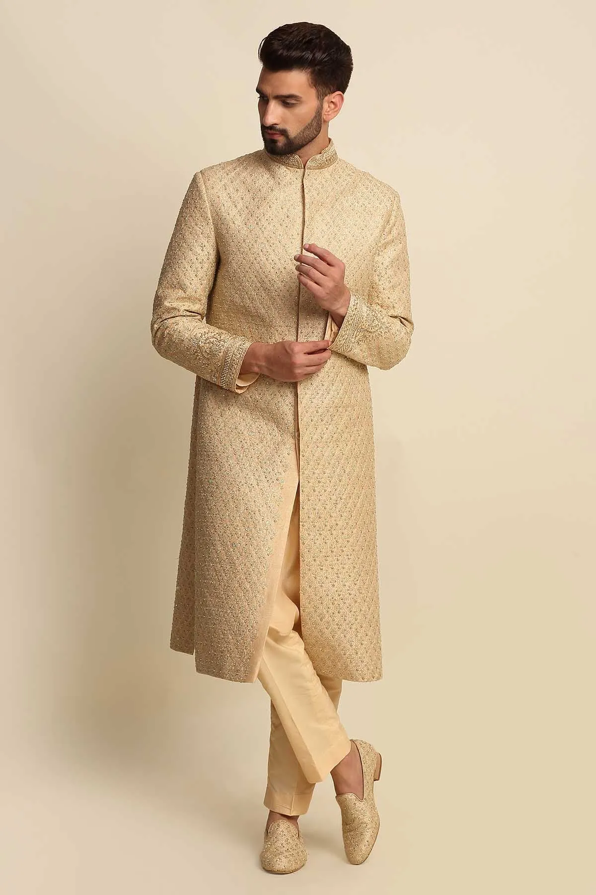 Dori Raw Silk Sherwani Set