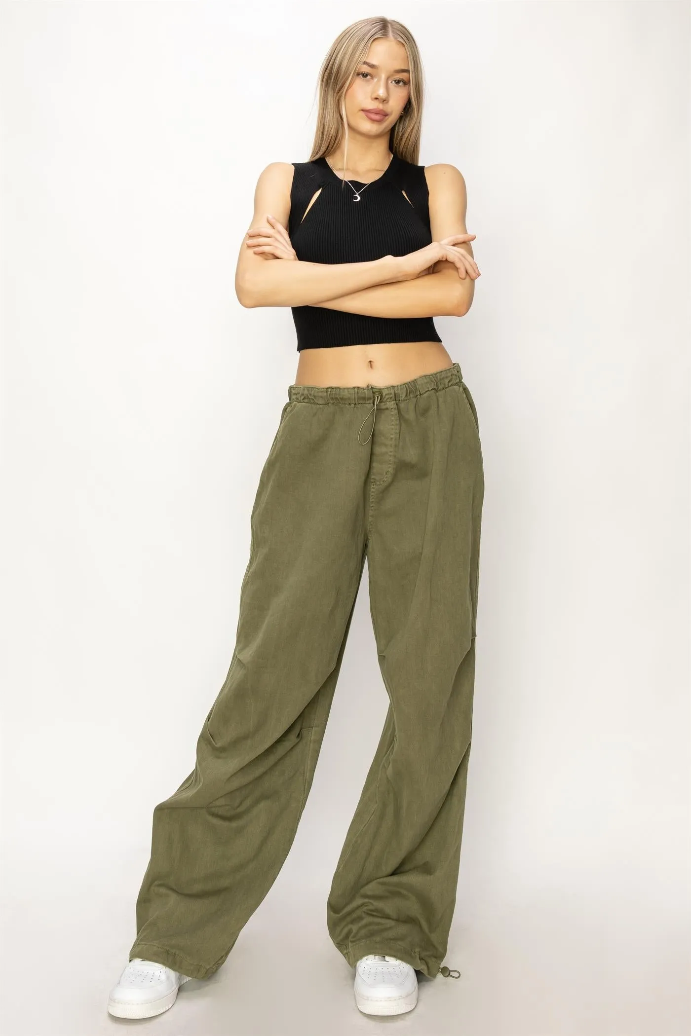 DZ24A518-Mid Rise Parachute Pants