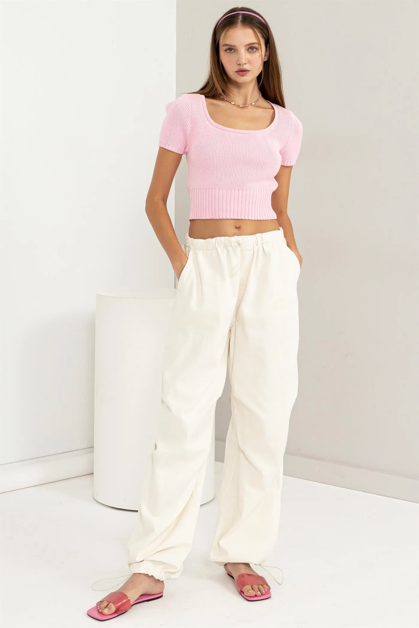 DZ24A518-Mid Rise Parachute Pants