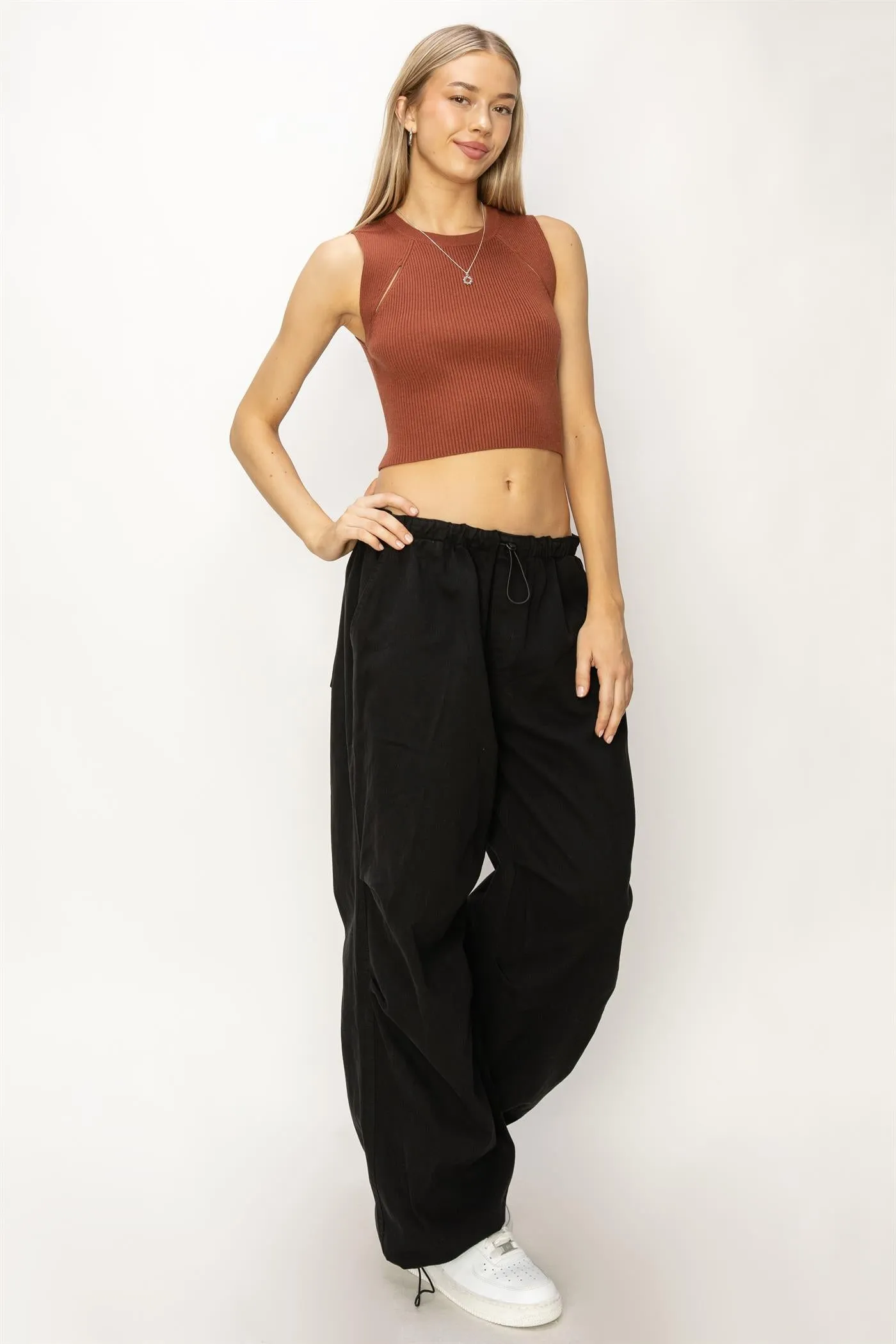 DZ24A518-Mid Rise Parachute Pants