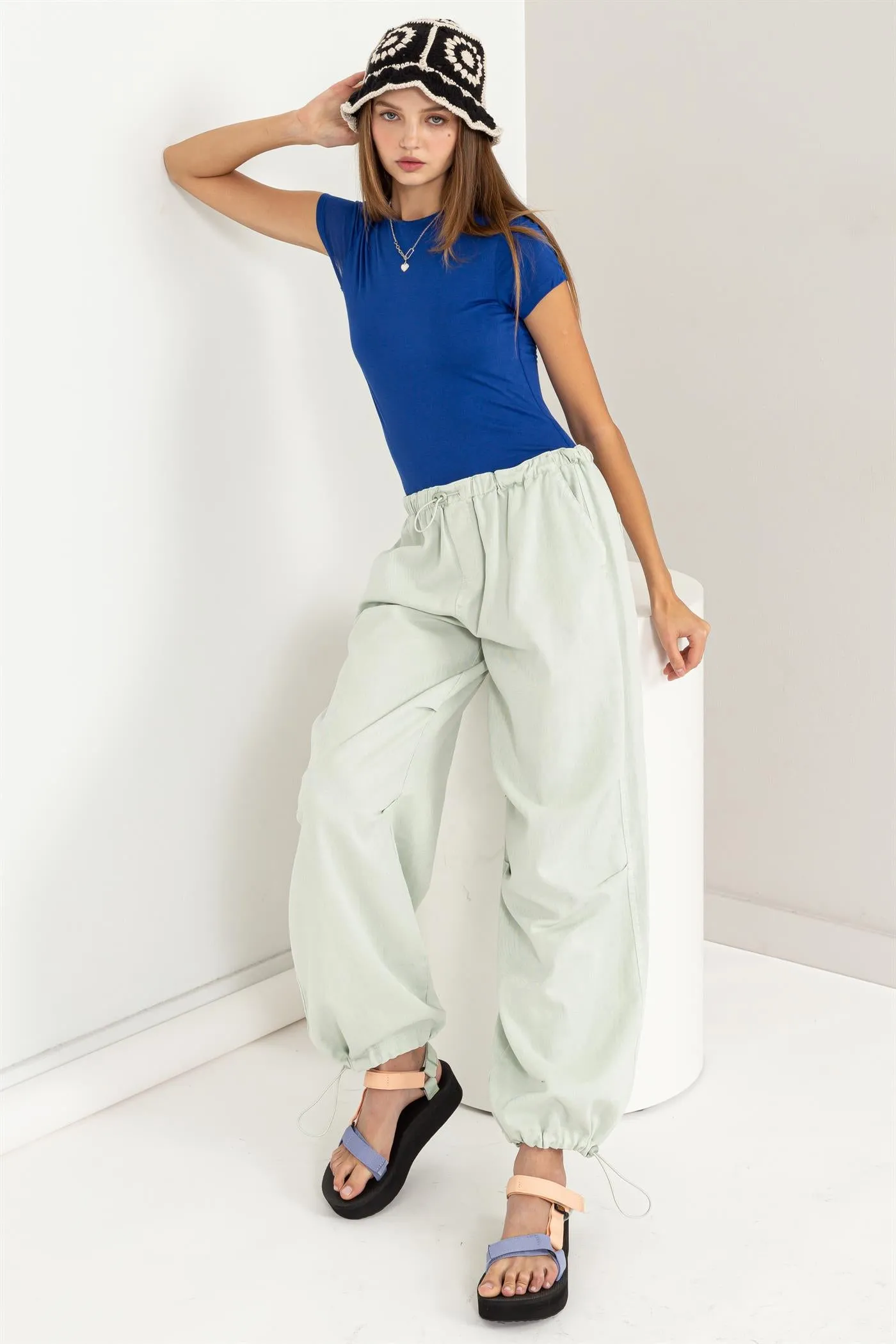DZ24A518-Mid Rise Parachute Pants