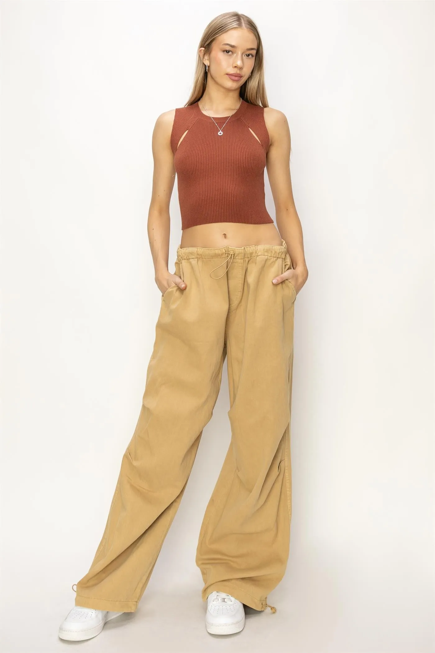 DZ24A518-Mid Rise Parachute Pants