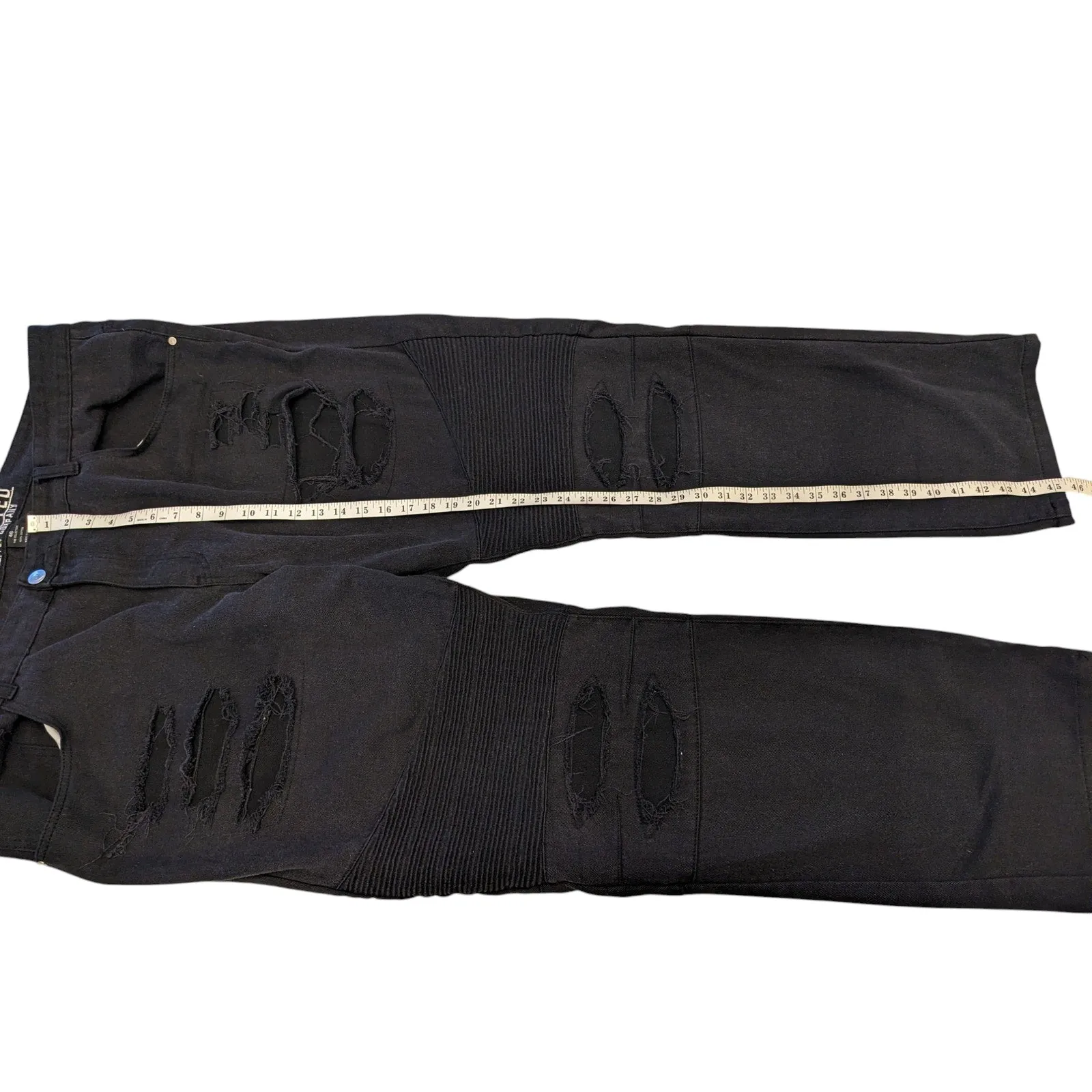 Encrypted Supply Company Men 46 Distressed Denim Jeans Grunge Moto Ripped Accent
