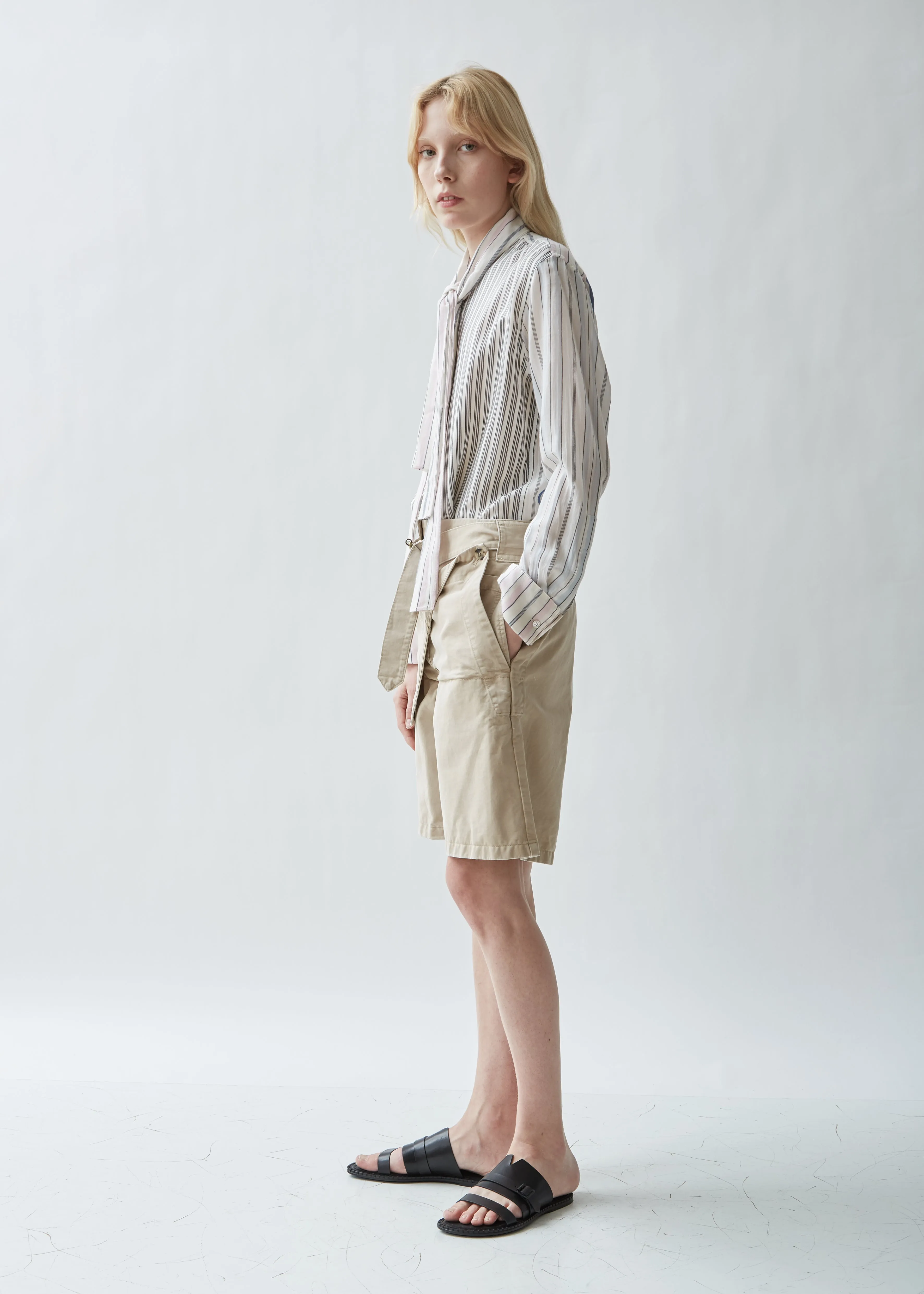 Fold Front Cotton Utility Shorts