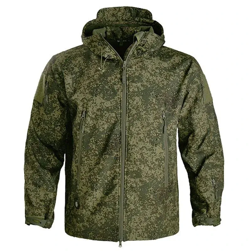 Hunting Jackets Camo Soft Tactical Jacket Man Combat Waterproof Fleece Men Clothing Coat Windbreakers 5XL  
