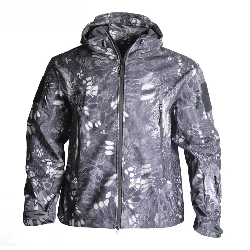 Hunting Jackets Camo Soft Tactical Jacket Man Combat Waterproof Fleece Men Clothing Coat Windbreakers 5XL  