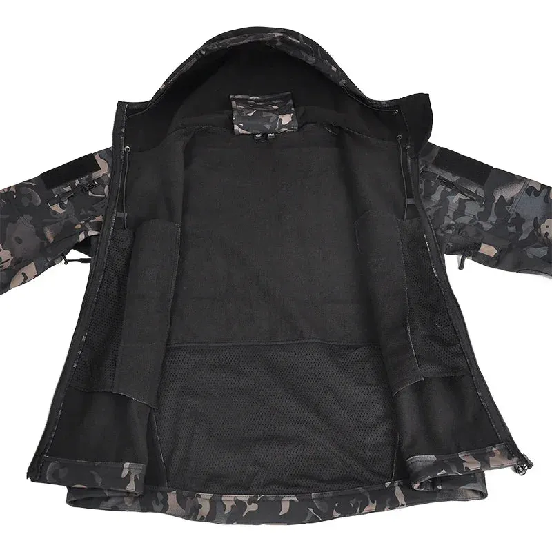 Hunting Jackets Camo Soft Tactical Jacket Man Combat Waterproof Fleece Men Clothing Coat Windbreakers 5XL  
