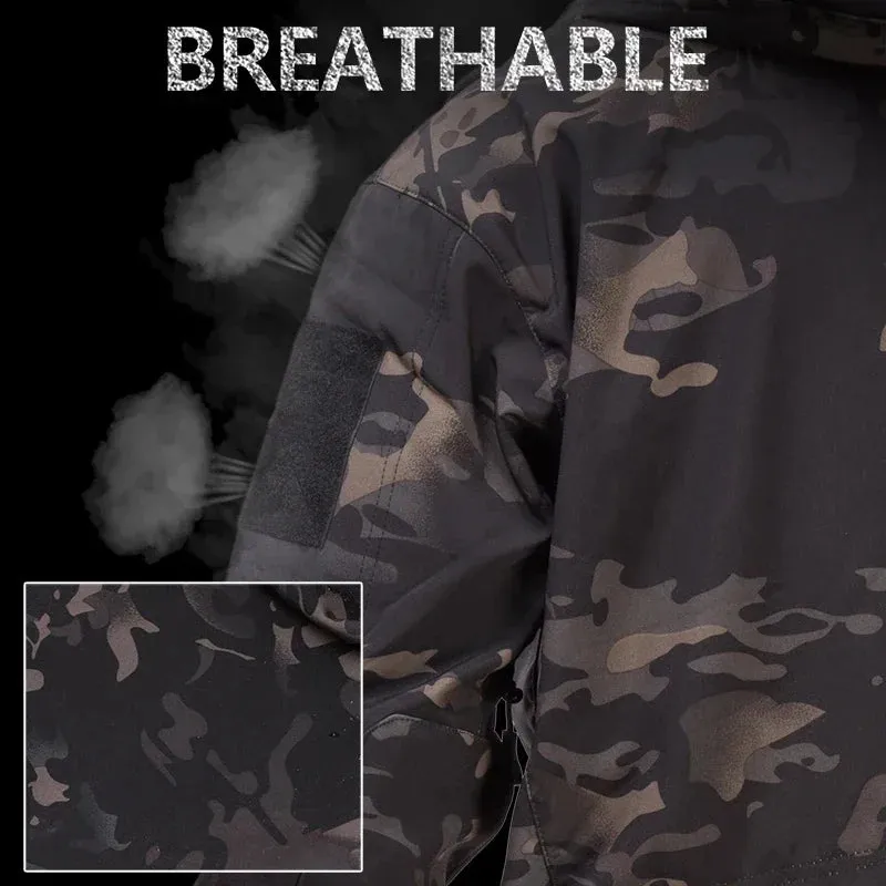 Hunting Jackets Camo Soft Tactical Jacket Man Combat Waterproof Fleece Men Clothing Coat Windbreakers 5XL  