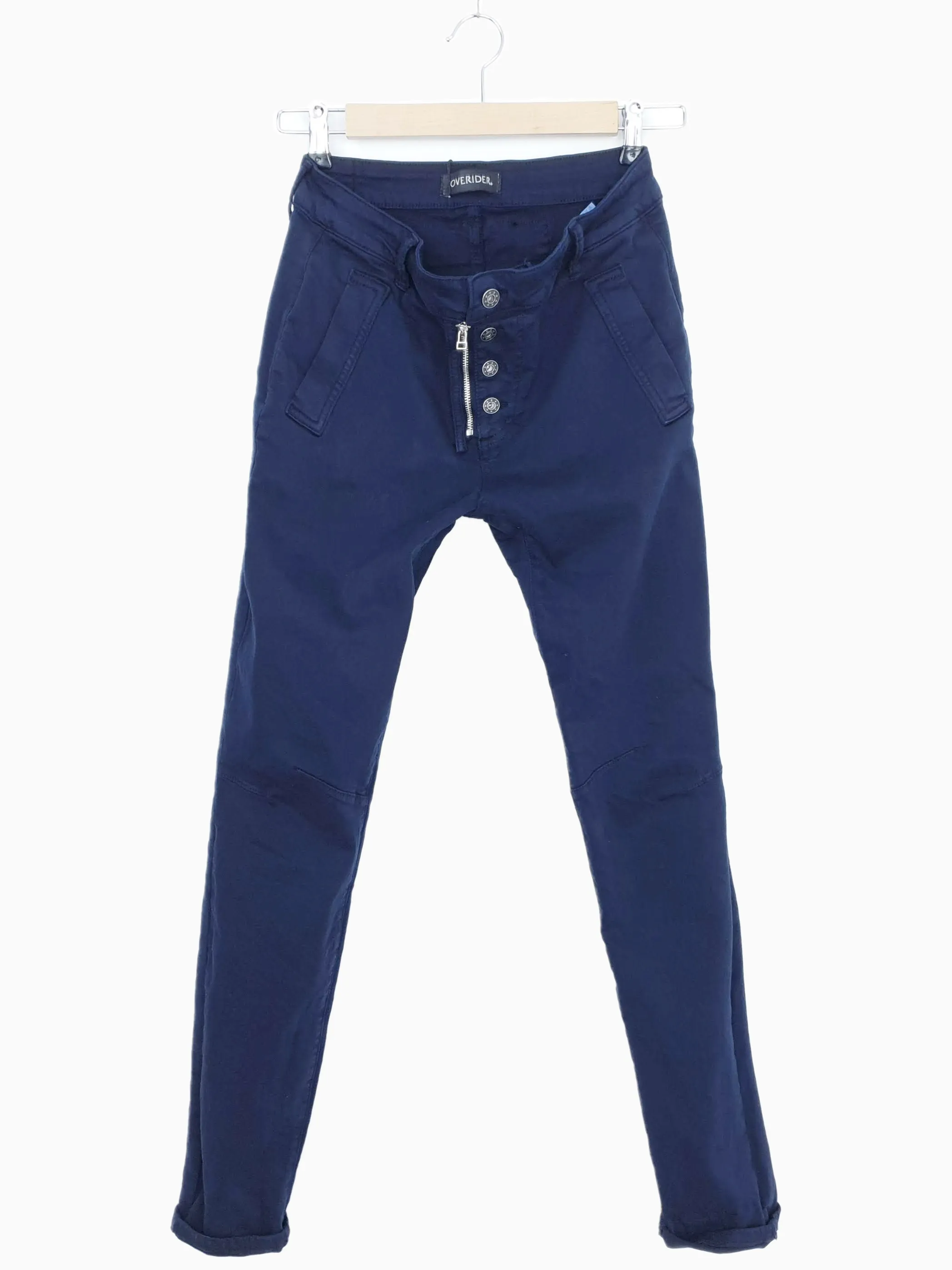 INGA |  Skinny Jeans with Zip & Buttons | Navy