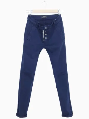 INGA |  Skinny Jeans with Zip & Buttons | Navy