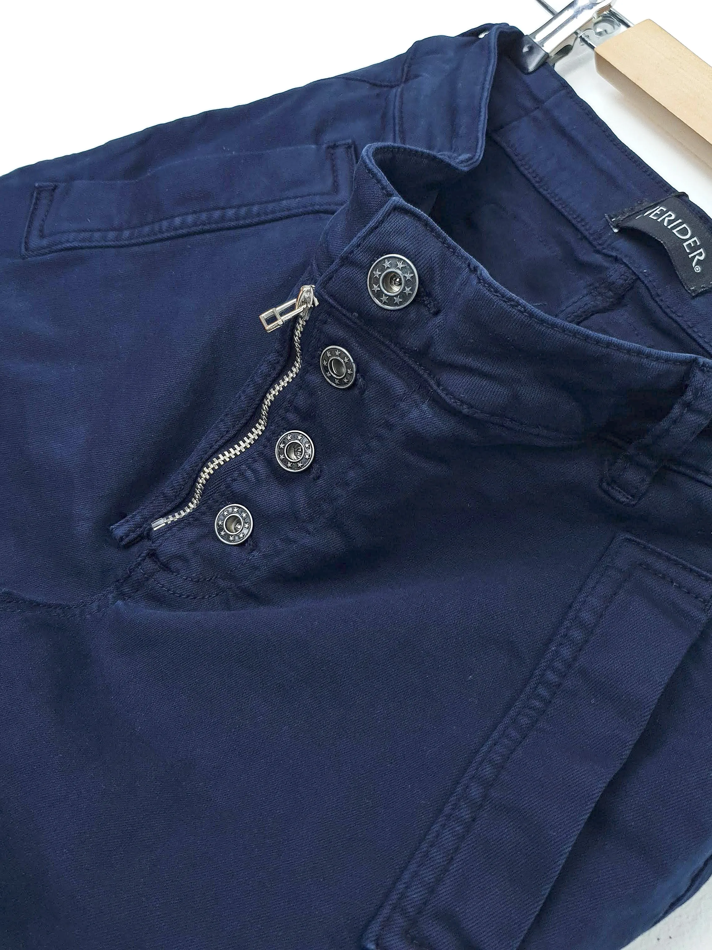 INGA |  Skinny Jeans with Zip & Buttons | Navy