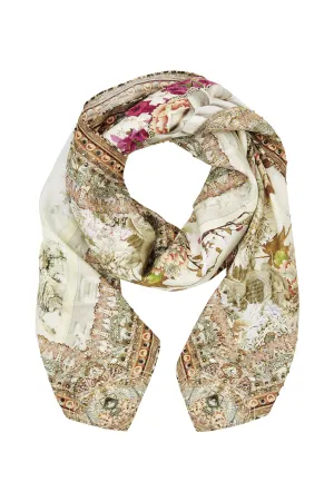LARGE SQUARE SCARF GIRL IN THE GARDEN