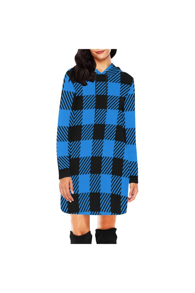 Light Blue Buffalo Plaid Hoodie Mini Dress
