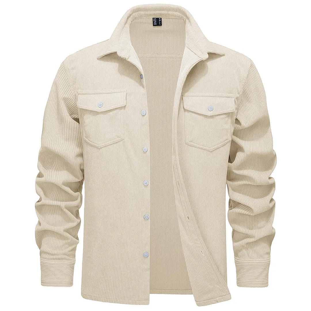Men's Casual Shacket Lightweight Corduroy Shirt Jacket