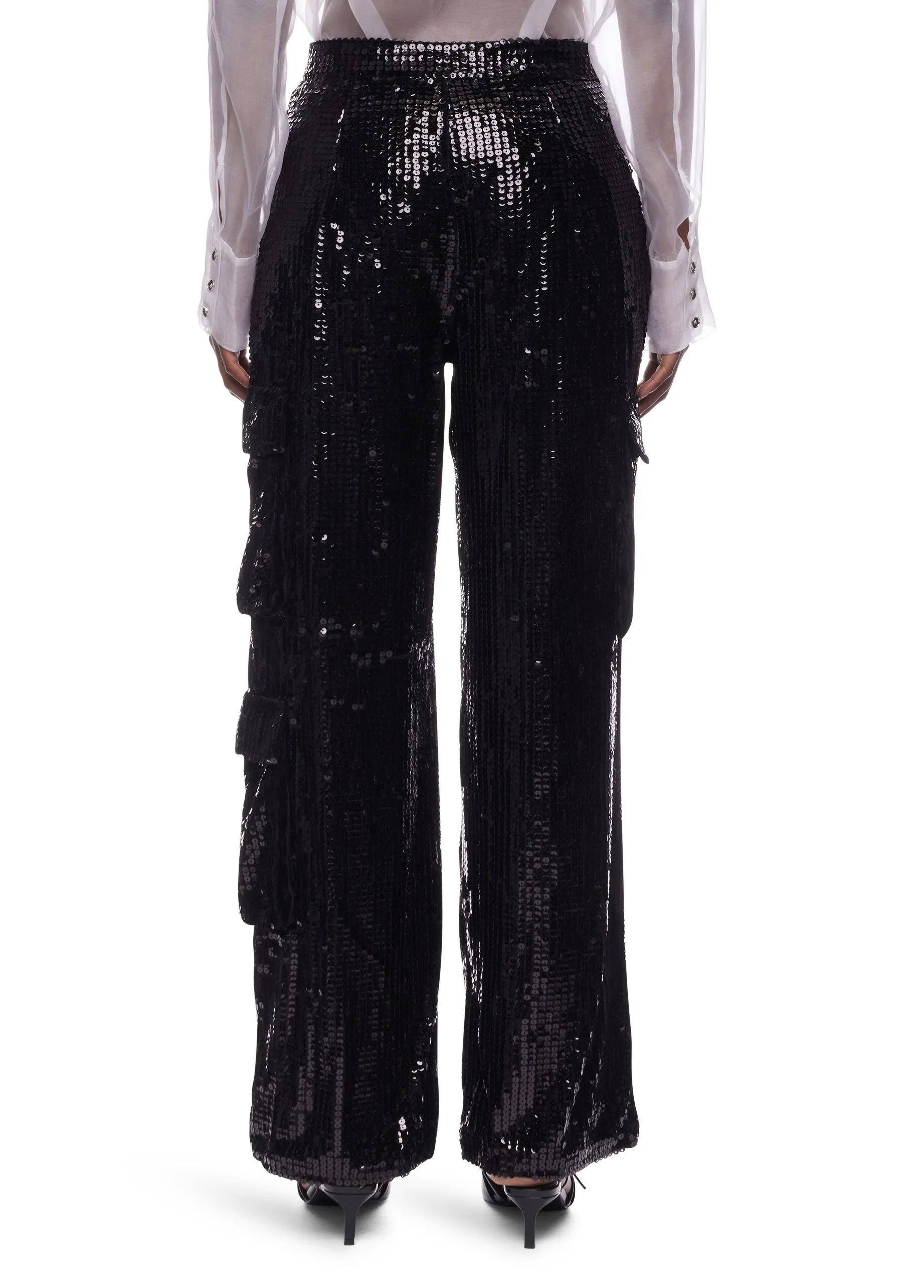 Moon River Sequin Sparkle Cargo Pant