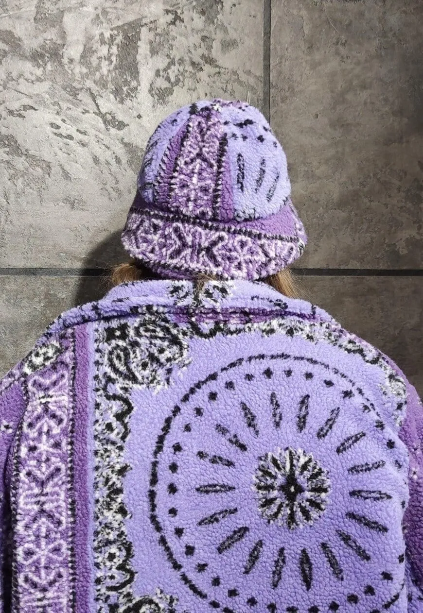 Paisley bucket hat fleece fisherman hat handmade bandana cap