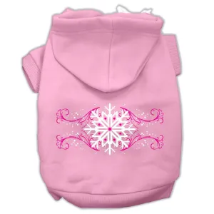 Pink Snowflake Swirls Screenprint Pet Hoodies Light Pink Size XXL (18)