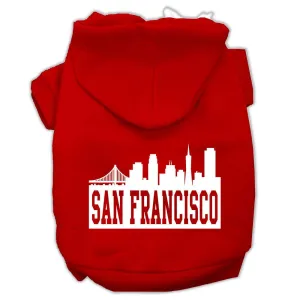 San Francisco Skyline Screen Print Pet Hoodies Red Size Sm (10)