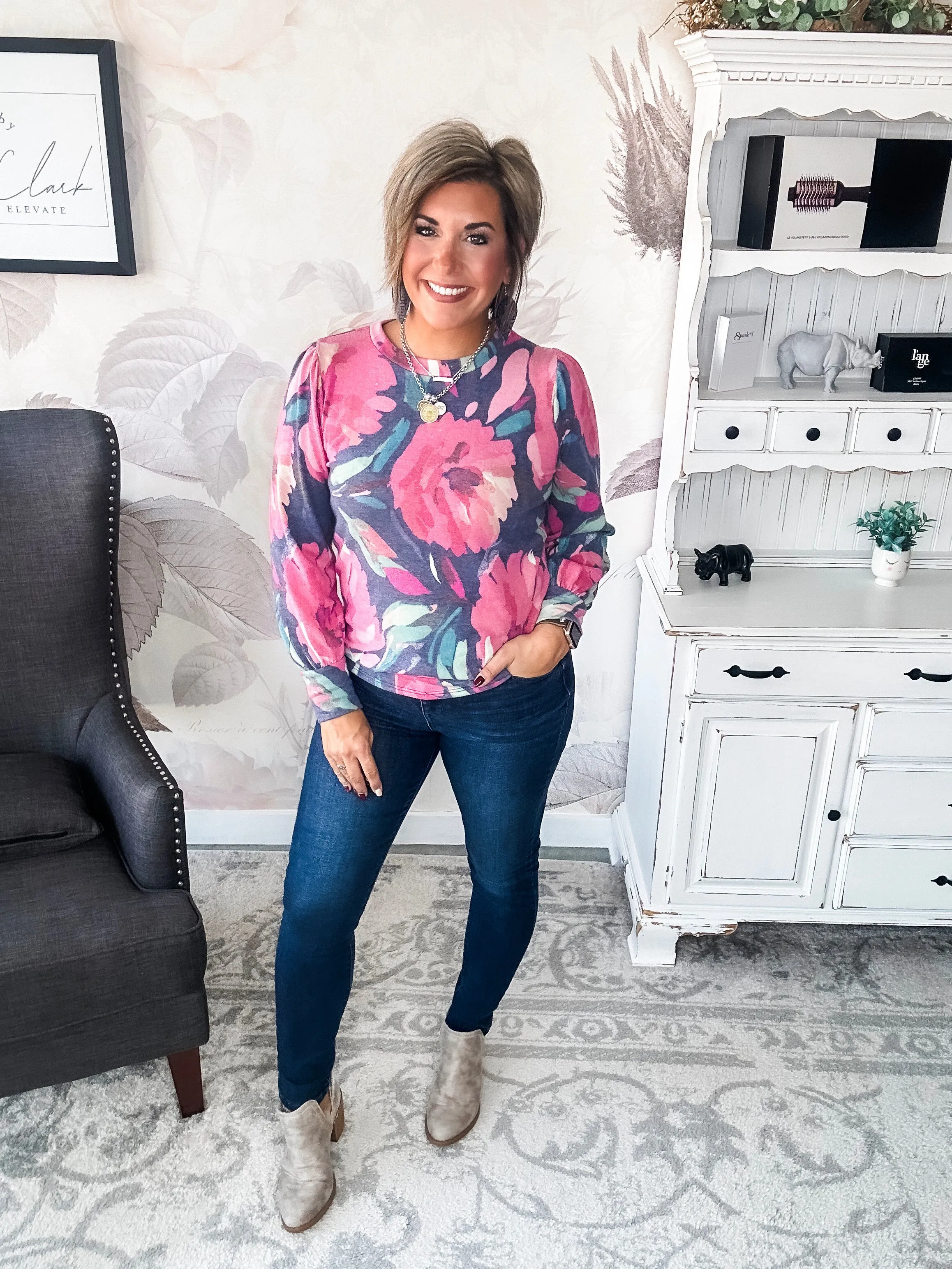 Share My Secret Pullover - Navy/Magenta