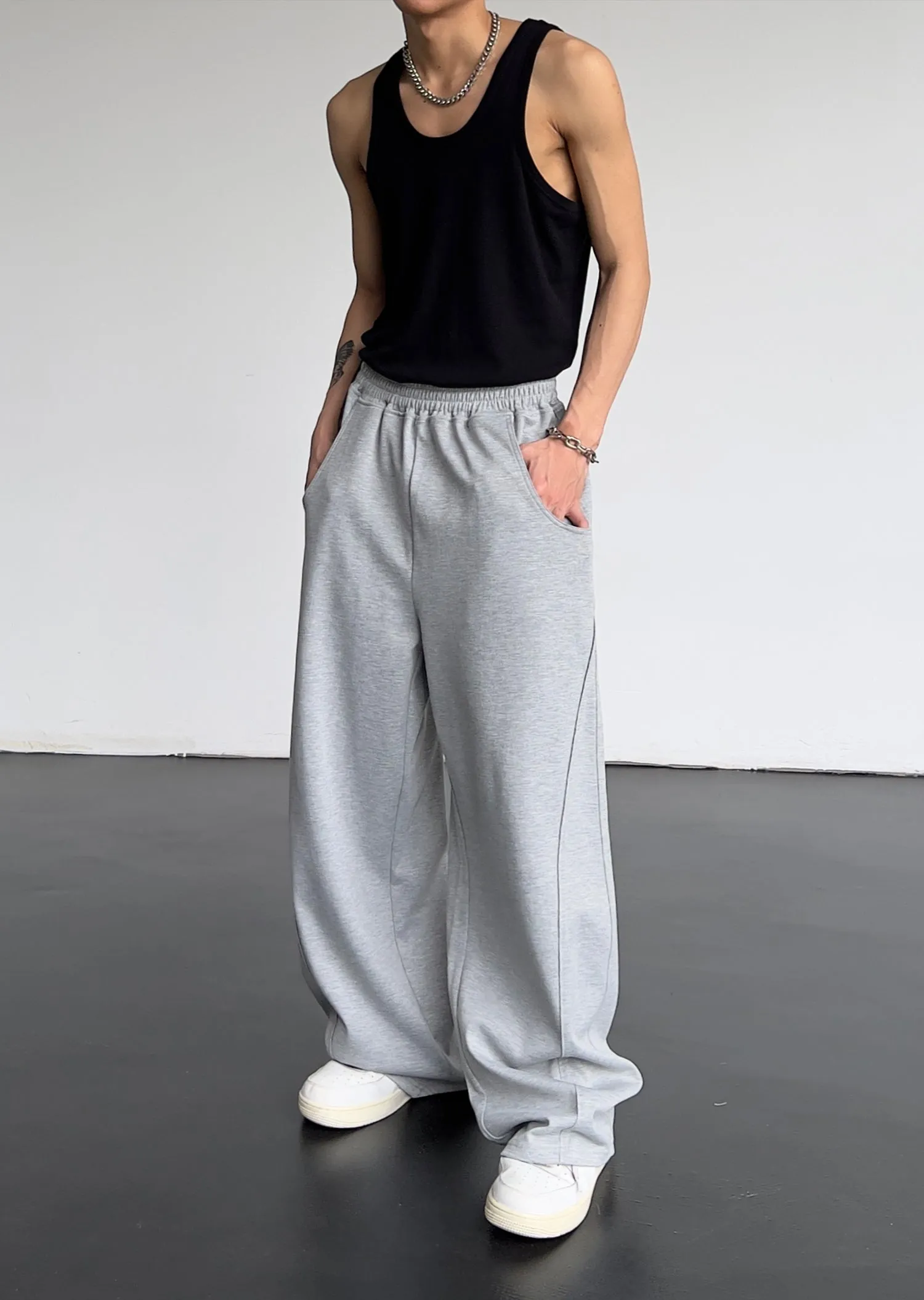 Solid Relaxed Fit High Waisted Sweatpants