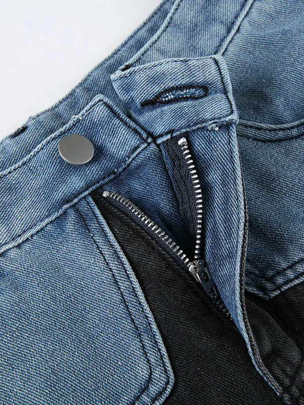 Spice Girl Stitching Slim Denim Shorts