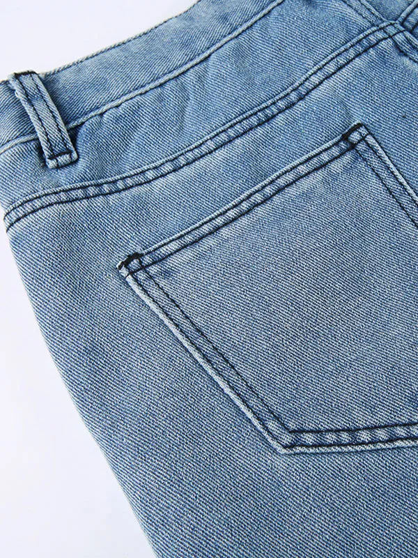 Spice Girl Stitching Slim Denim Shorts