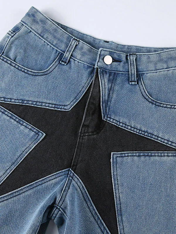 Spice Girl Stitching Slim Denim Shorts