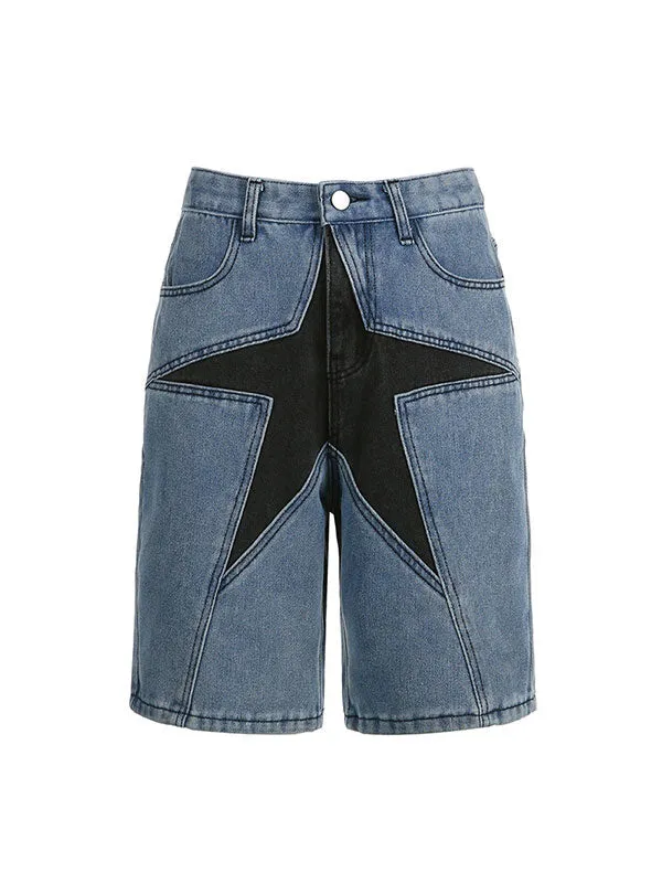 Spice Girl Stitching Slim Denim Shorts