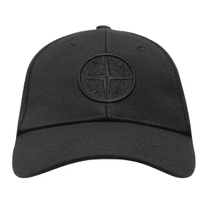 Stone Island Logo Cotton Hat Black