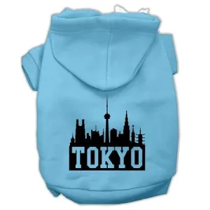 Tokyo Skyline Screen Print Pet Hoodies Baby Blue Size XL (16)