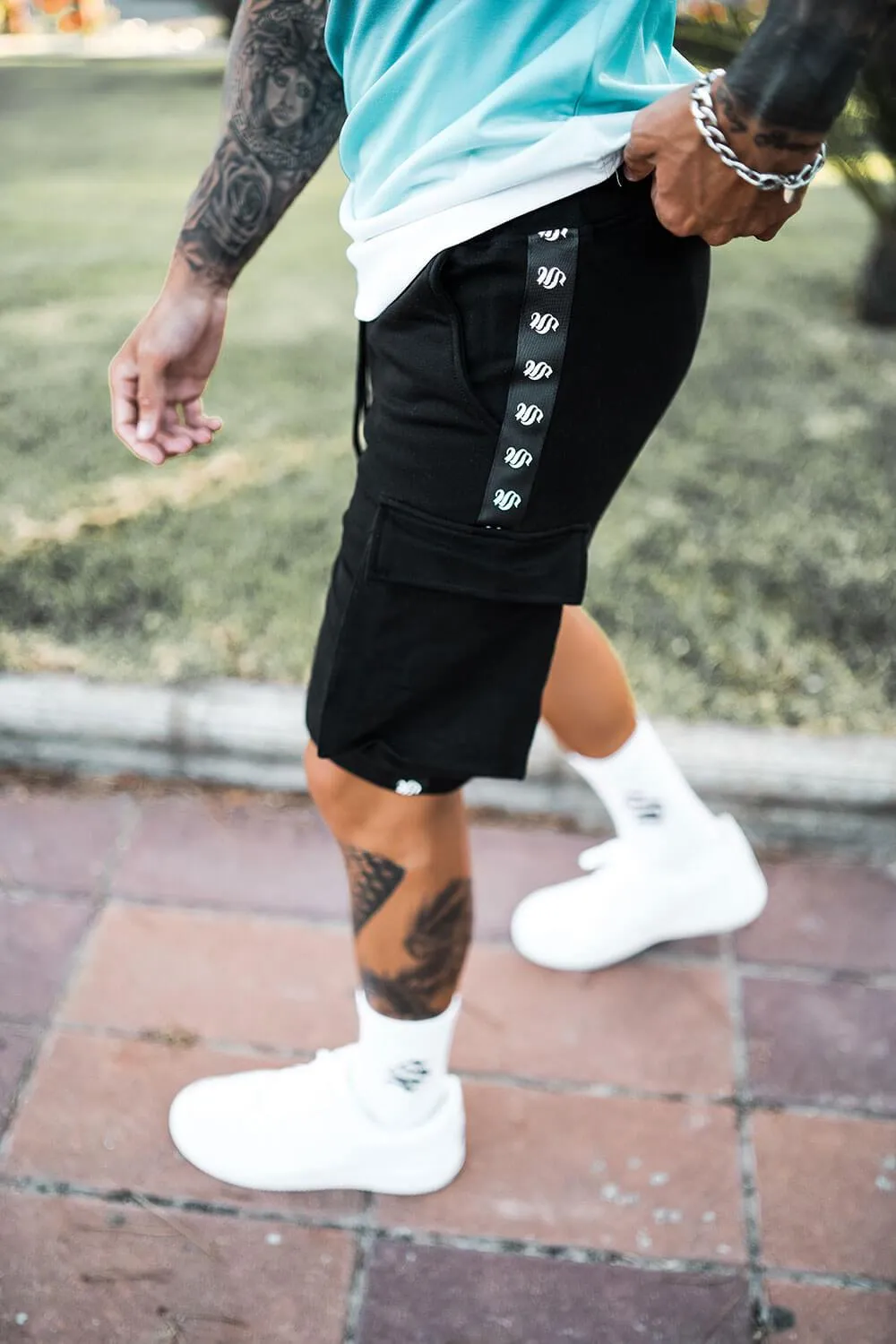 Utility Tape Shorts - Black