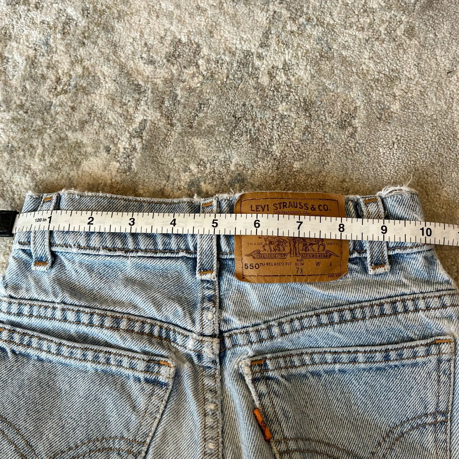 Vintage Levi's 550 Relaxed Fit Slim Orange Tab Jeans 7