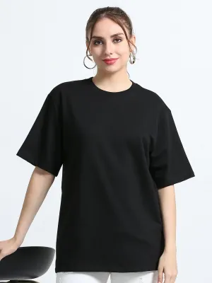 Women Black Cotton Oversized T-Shirt