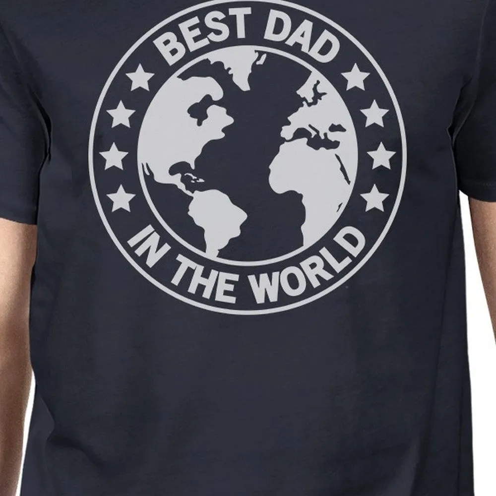 World Best Dad Mens Navy Graphic Tee Funny Dad Gift For Fathers Day