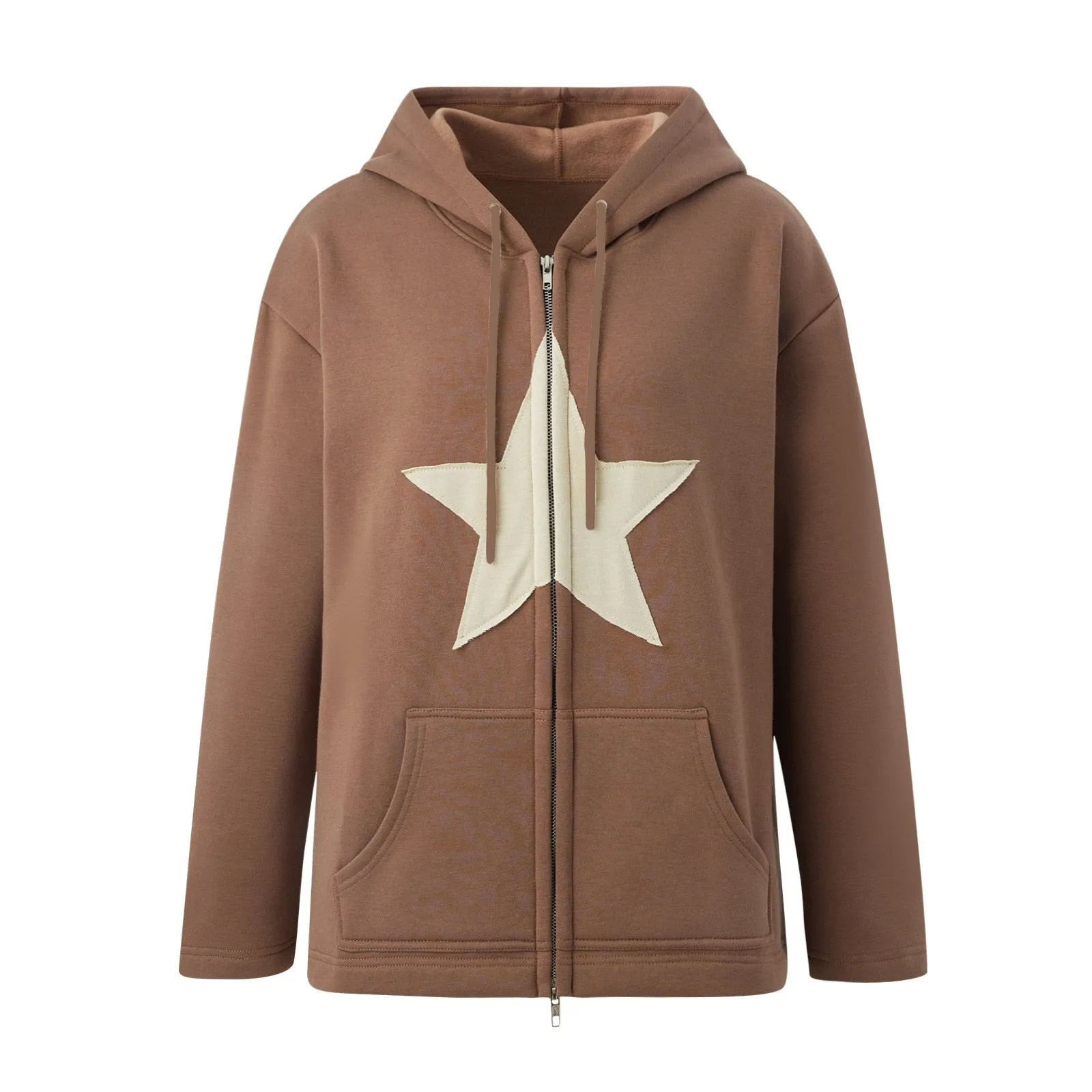 xiangtuibao Y2k Men's Star Patch Hoodies Harajuku Zip Up Oversized Sweatshirts Hip Hop Gothic Loose Pocket Korean Jacket Hoodie Streetwear